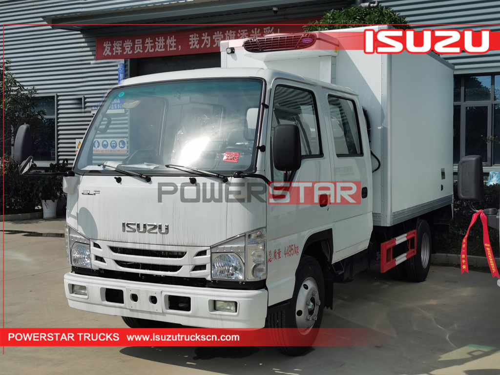 Isuzu 3ton 4ton double cabin refrigerated cold room van truck freezer truck for hot sale