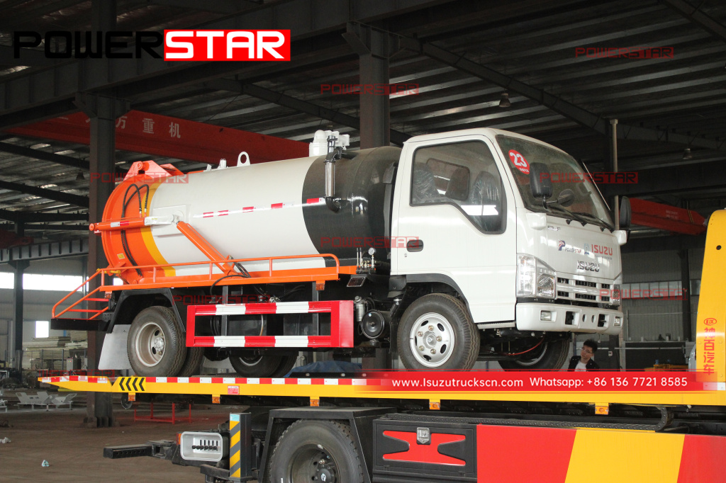 Rwanda - ISUZU 4,000L vacuum tanker Mobile Sewage Suction Truck for sale