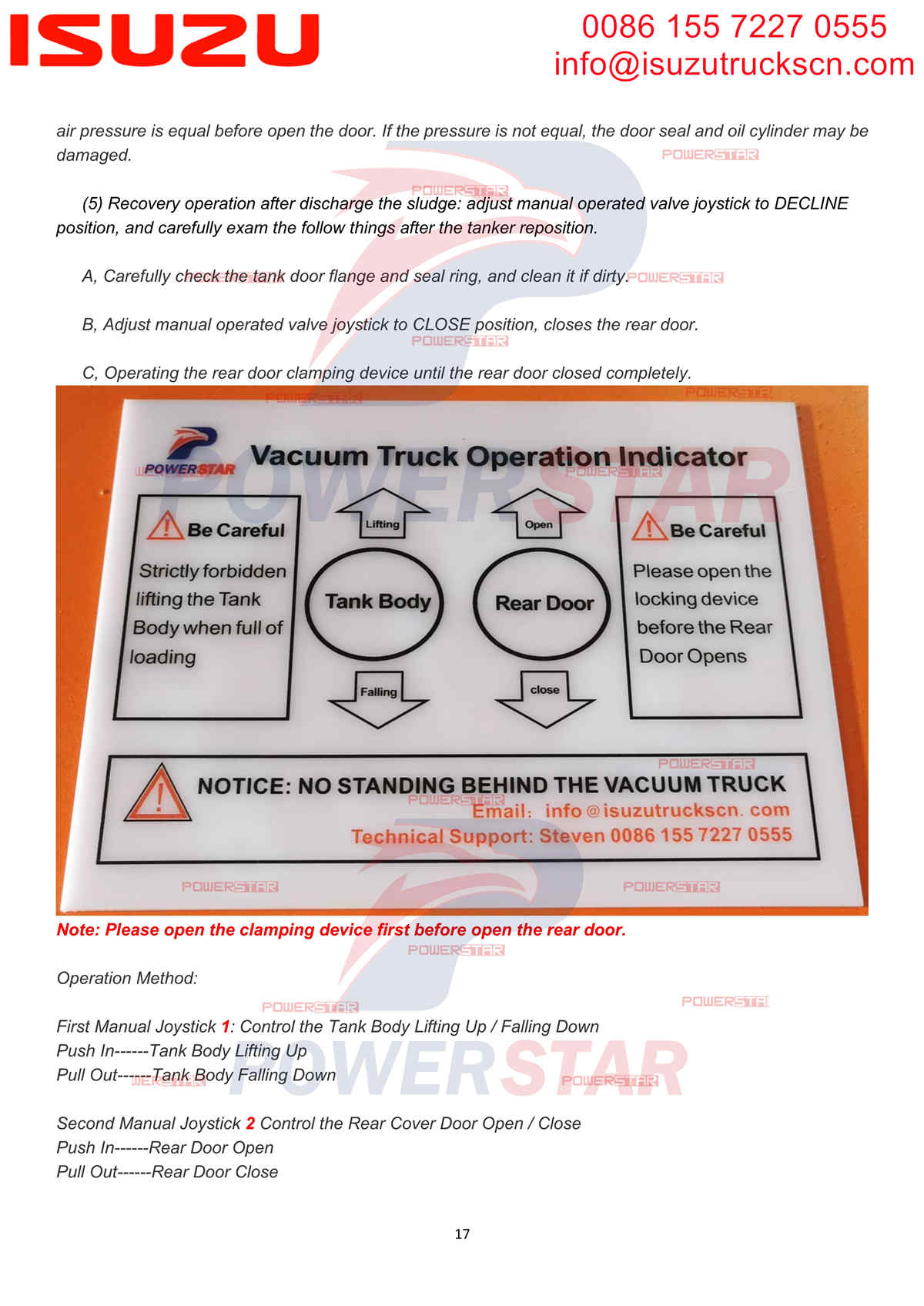 ISUZU 100P Vacuum Tanker Truck Manual Micronesia