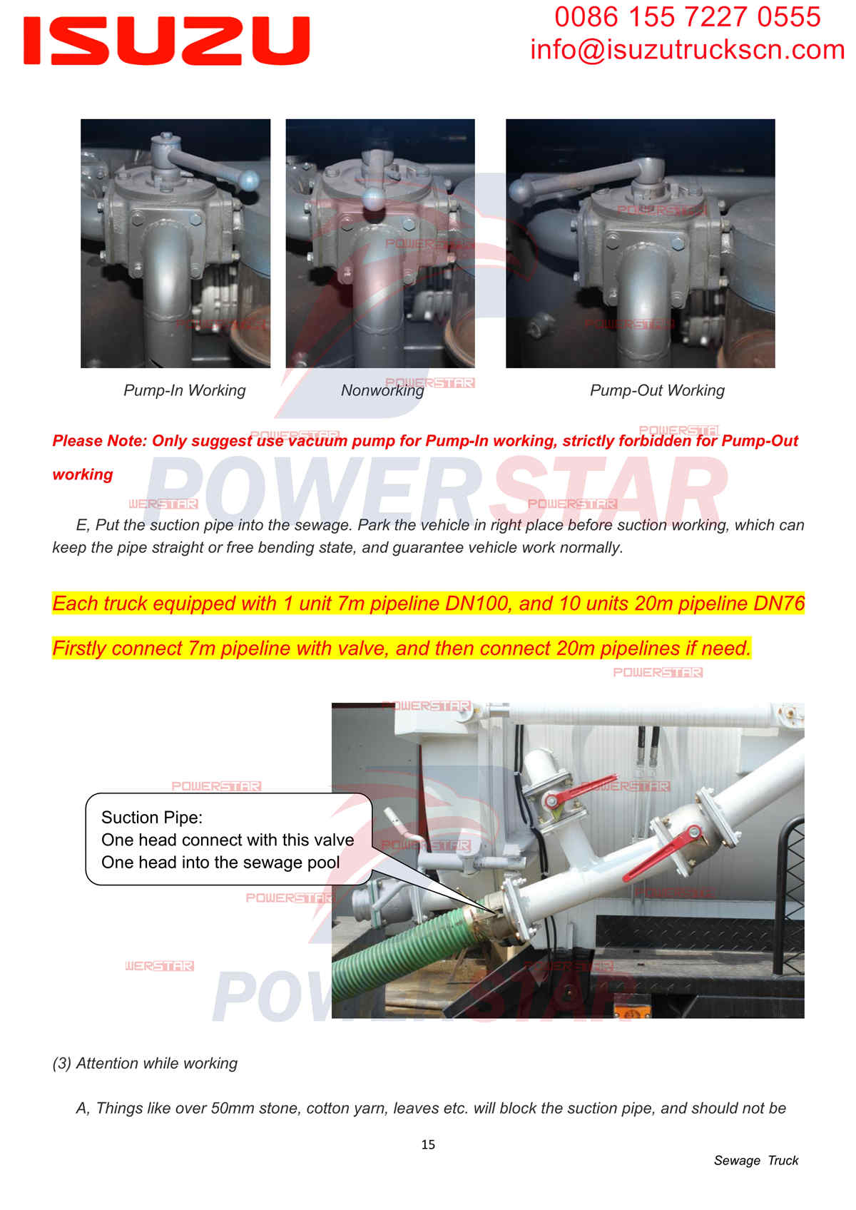ISUZU 700P NPR 8cbm Sewage Truck Manual Dubai-