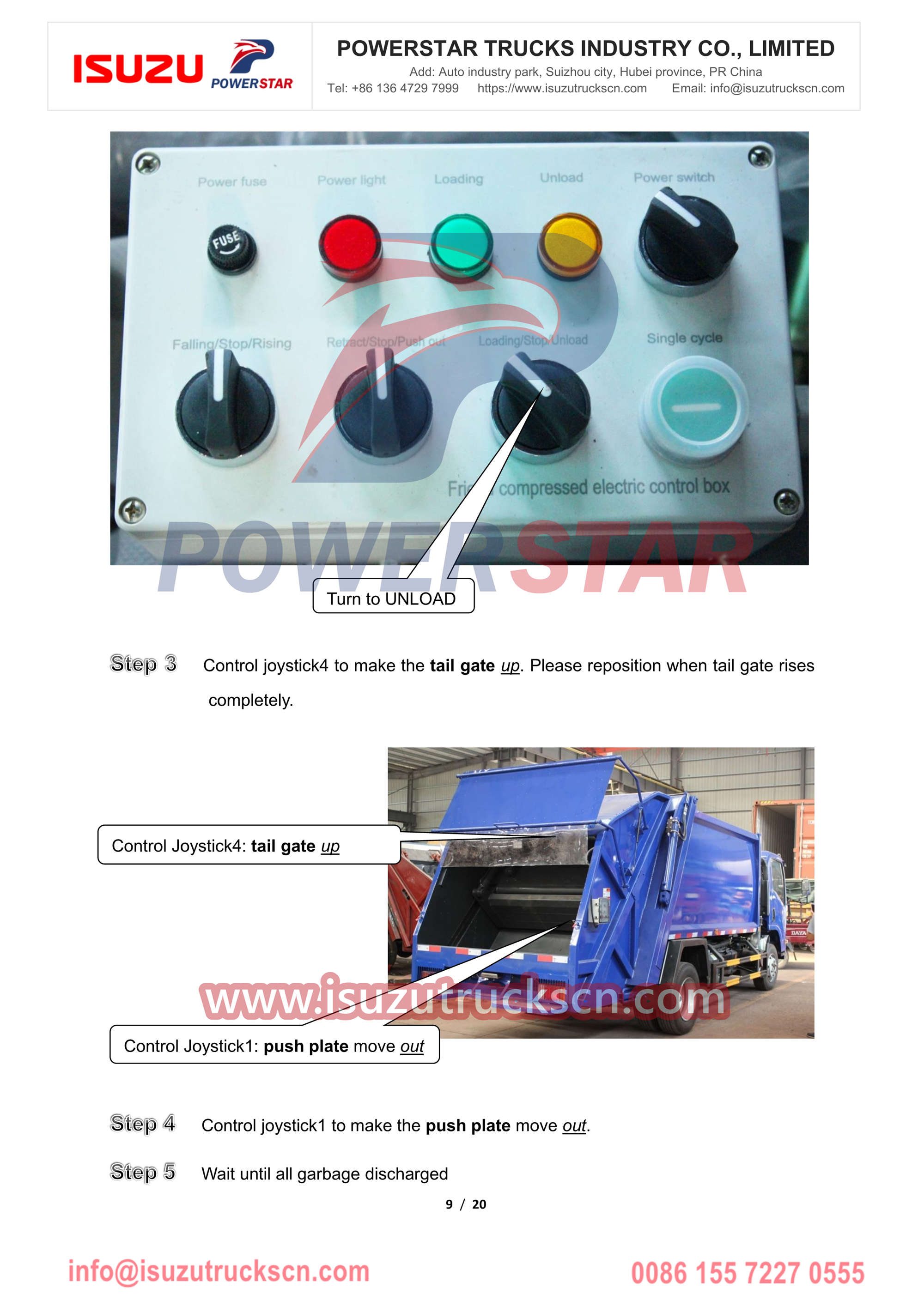 Grenada customer buy ISUZU NPR 8cbm refuse compactor truck manual