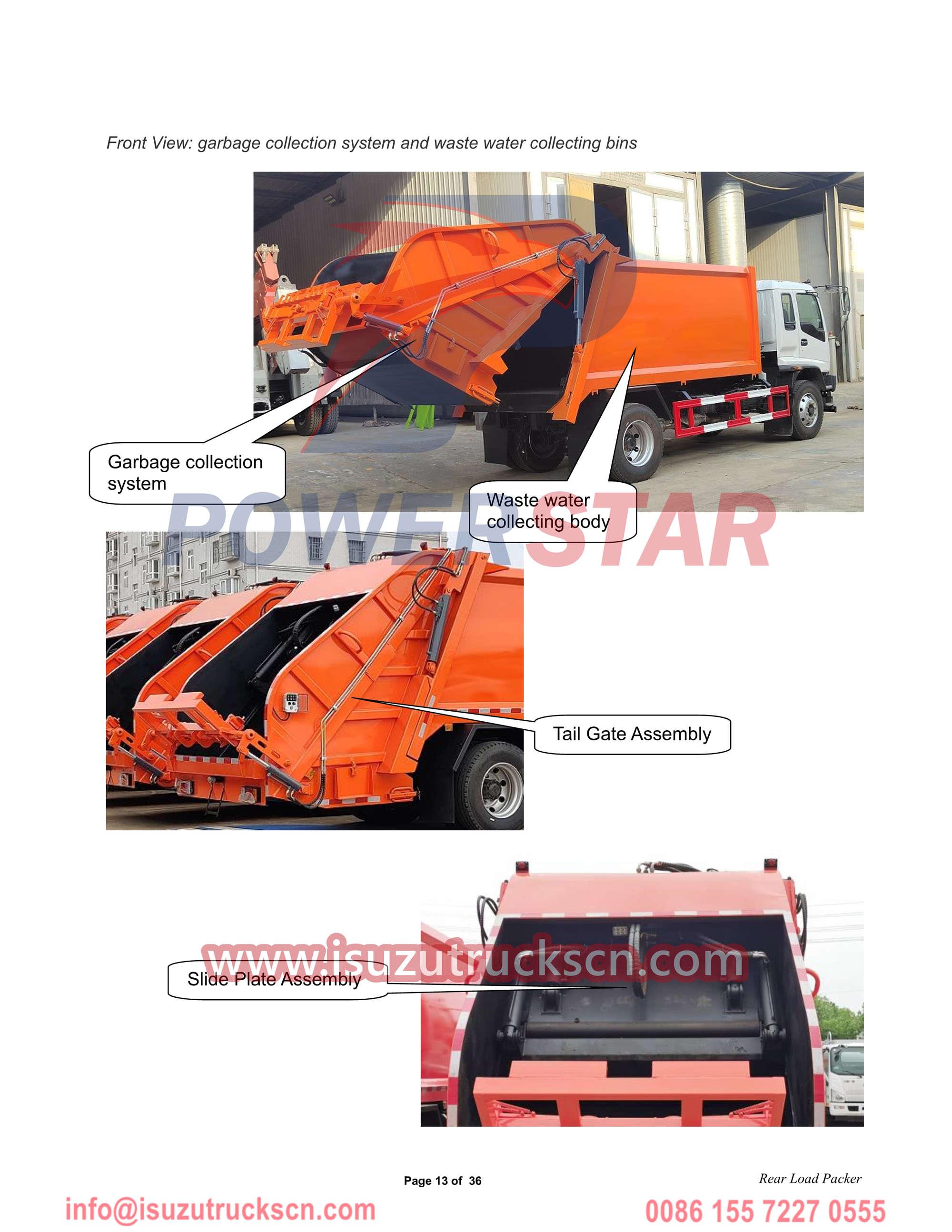 Isuzu rear loader garbage truck
