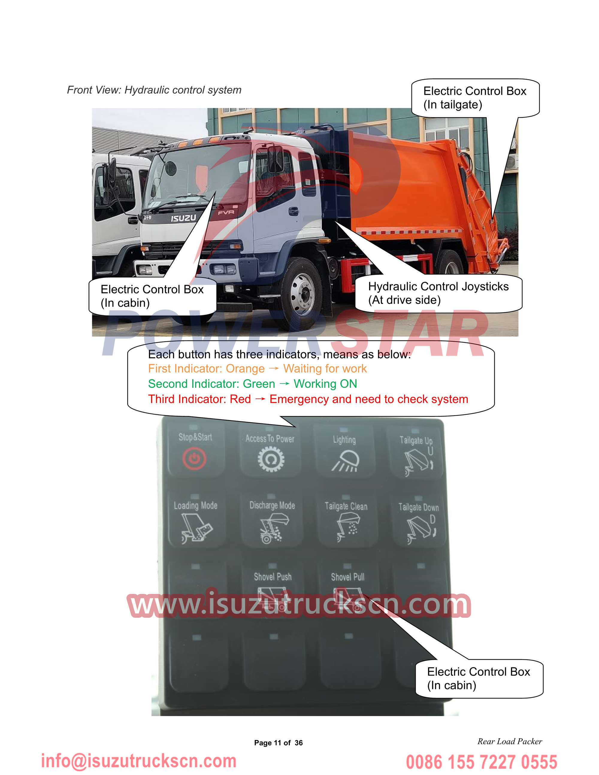 Isuzu rear loader garbage truck