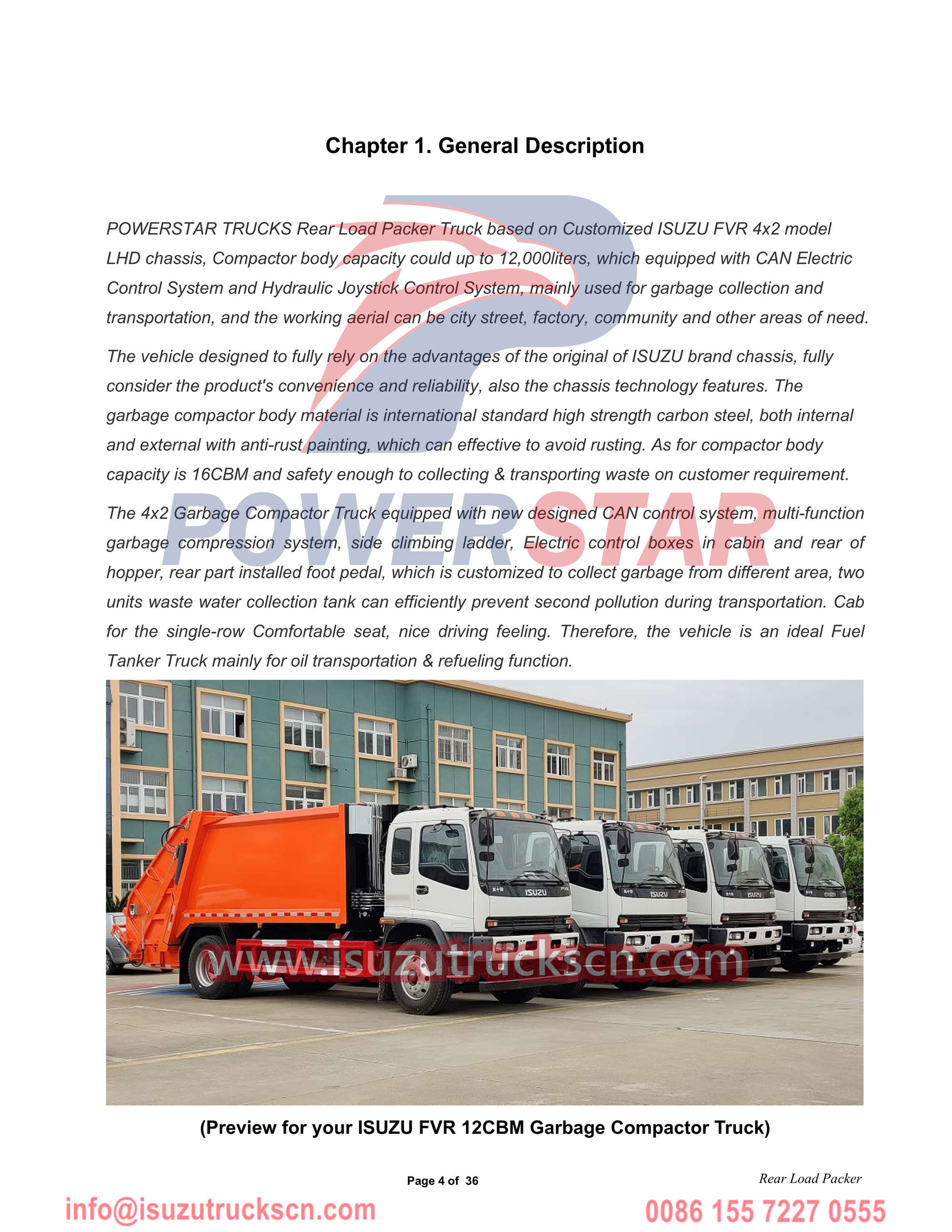 Isuzu rear loader garbage truck