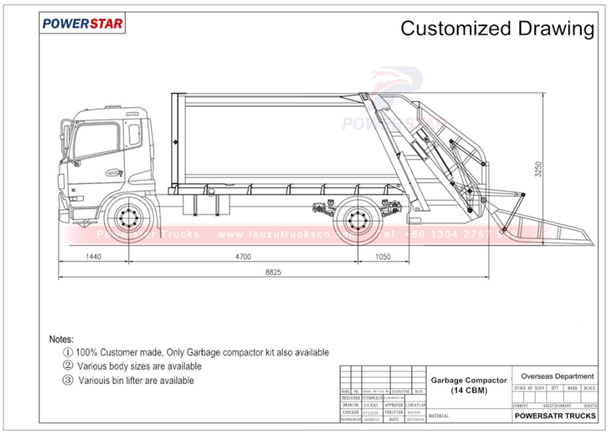isuzu garbage compactor technival drawing