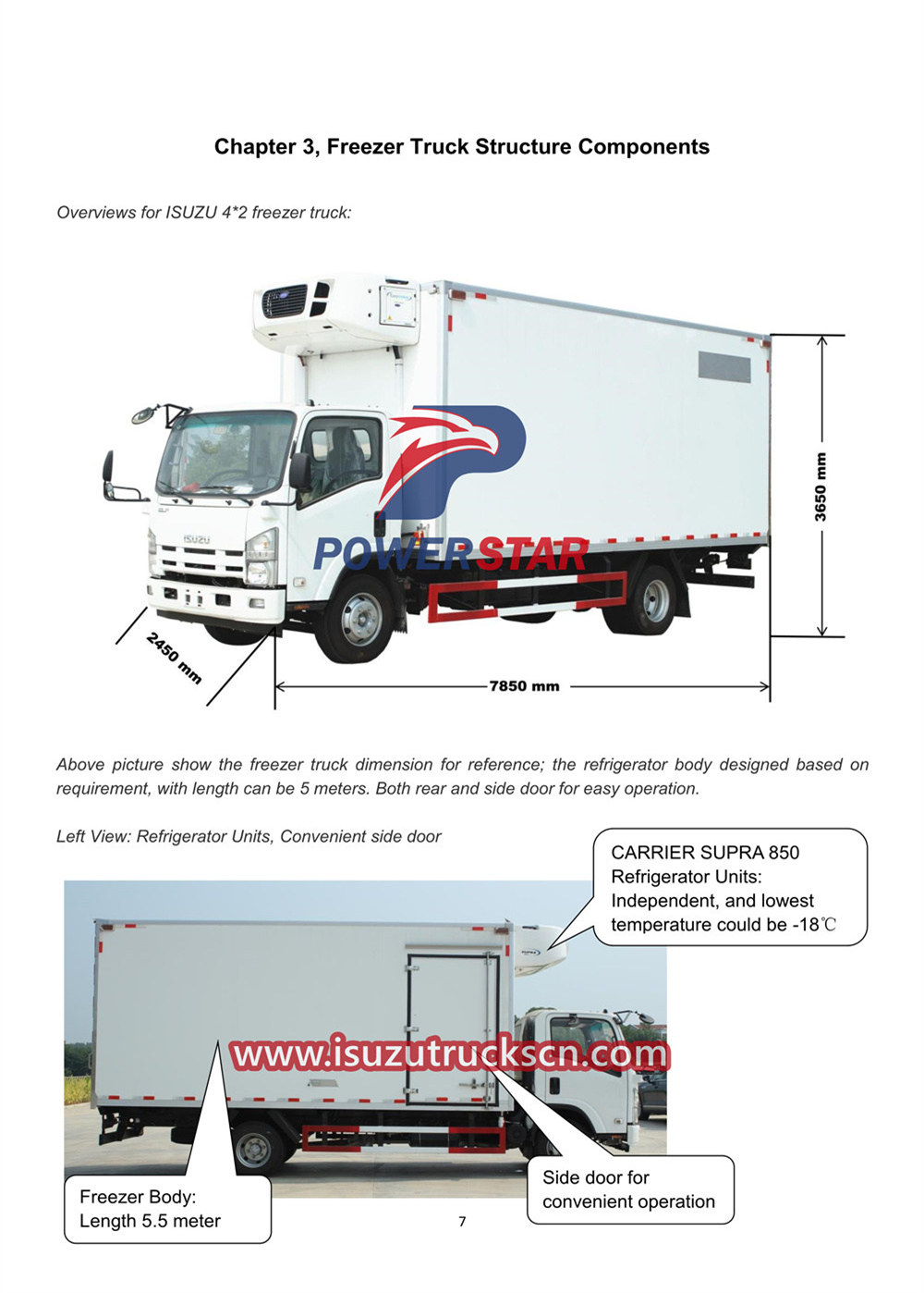 ISUZU ELF 700P Freezer Truck Owner's Manual