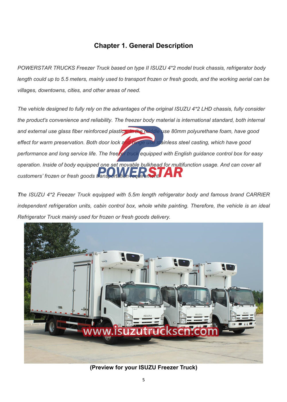 ISUZU ELF 700P Freezer Truck Owner's Manual