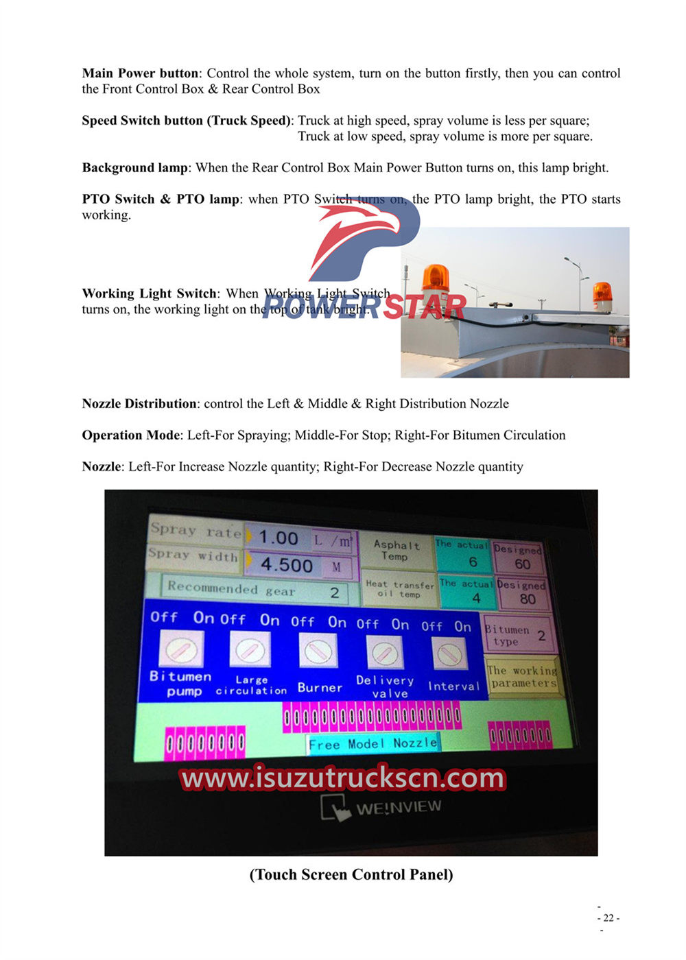 Isuzu FTR Intelligent Asphalt Distributor Truck User's Manual