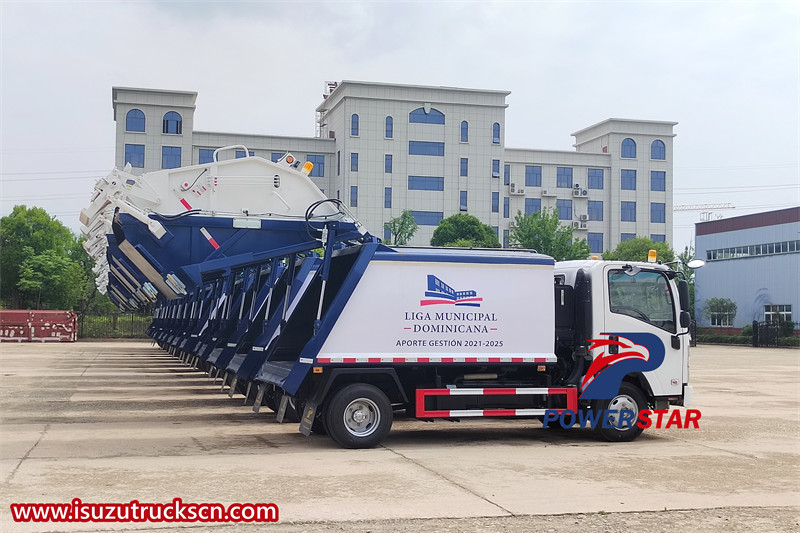 15 units Isuzu 700P rear loading compactor truck export to Ethiopia