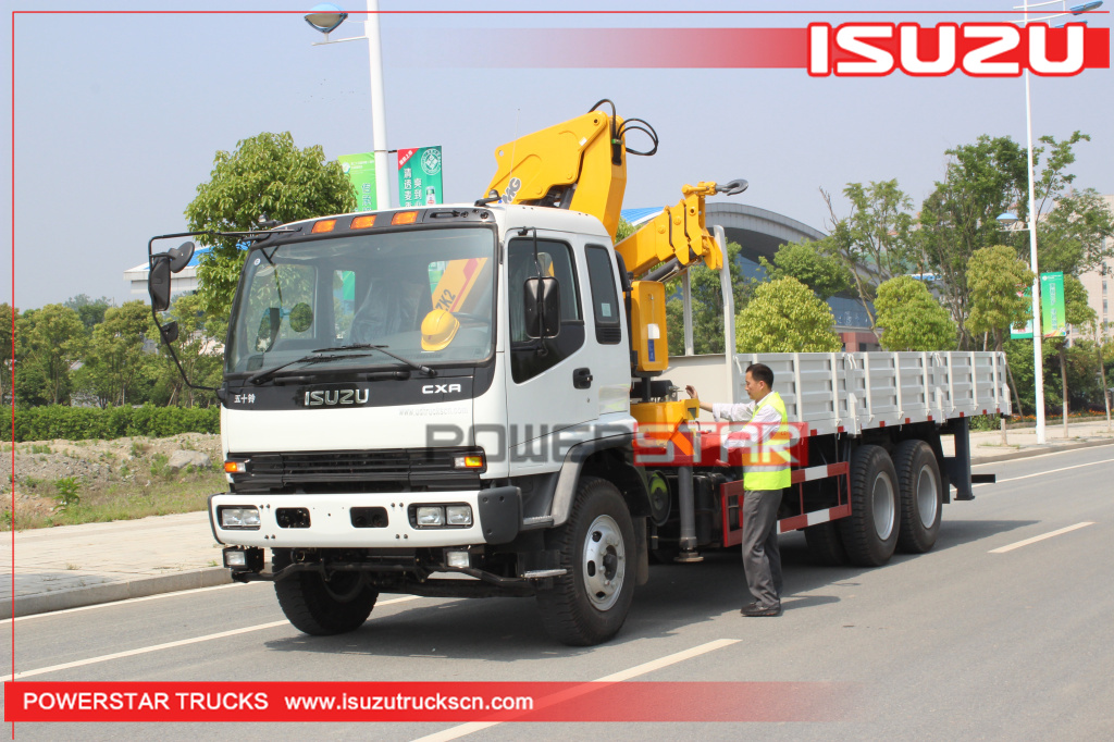Custom Isuzu FVZ heavy duty Cargo truck with folding boom crane for sale