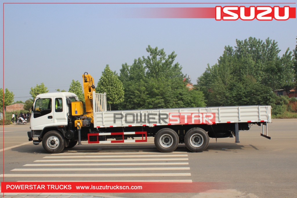 Custom Isuzu FVZ heavy duty Cargo truck with folding boom crane for sale