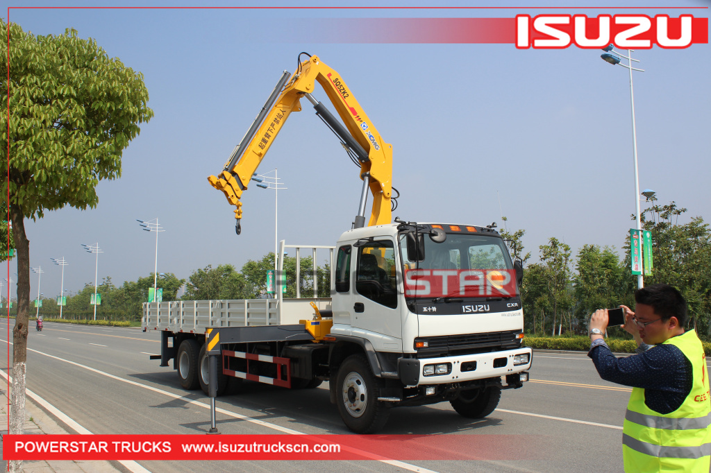 Custom Isuzu FVZ heavy duty Cargo truck with folding boom crane for sale