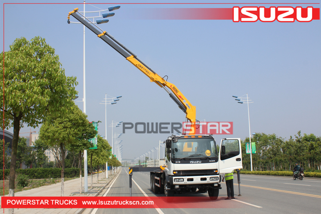 Custom Isuzu FVZ heavy duty Cargo truck with folding boom crane for sale